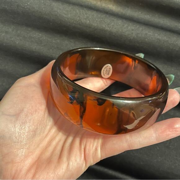 Vintage Set of 3 Large Wide Tortoise Shell Genuine Lucite Bangle Bracelets NEW - Picture 8 of 10